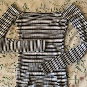 Hollister Black and White Striped Top